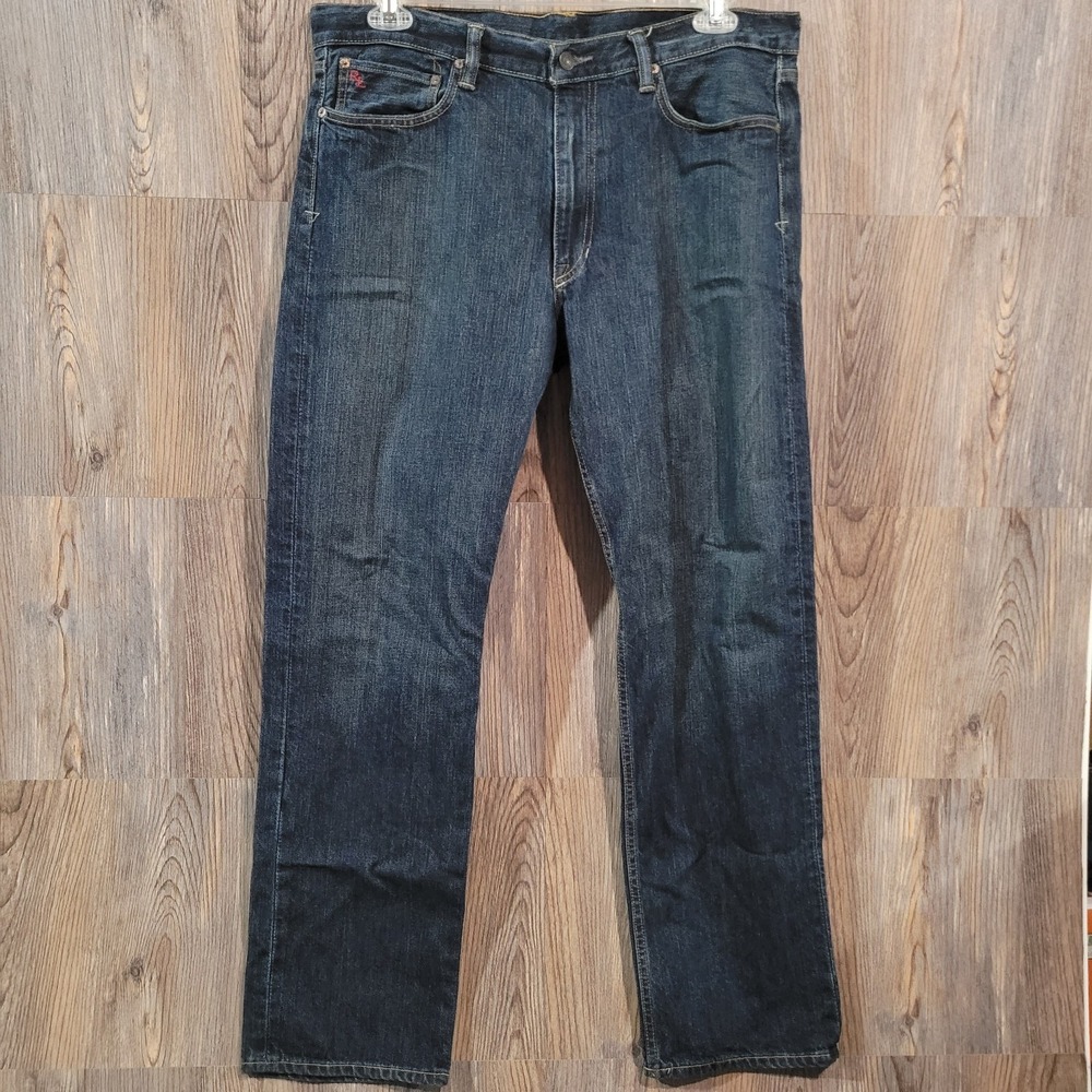 Polo Ralph Lauren 867 Classic Straight Leg Jeans 35 x 32 Dark Wash 100% Cotton